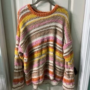 Show Me Your MuMu Striped Crewneck Sweater in Pink, Yellow & Tan